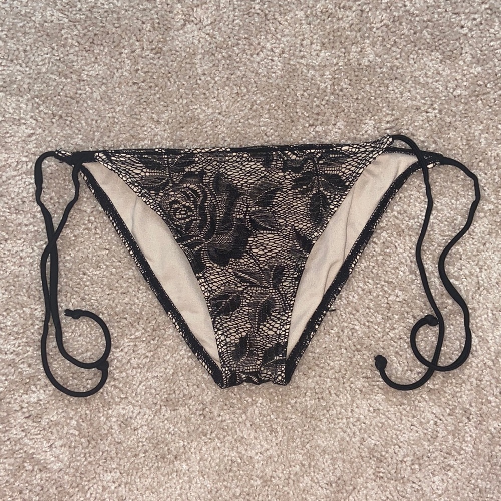 Billabong black lace string bikini bottom